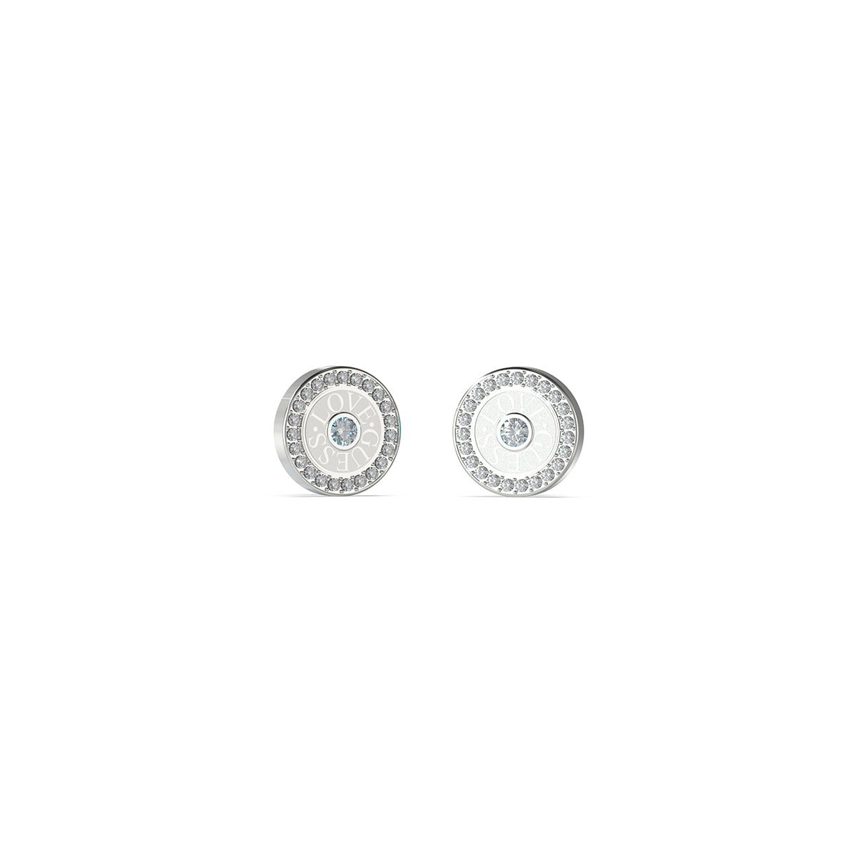 GUESS JEWELS JEWELRY Mod. JUBE04081JWRHT-U elegant silver stud earrings with sparkling stones.
