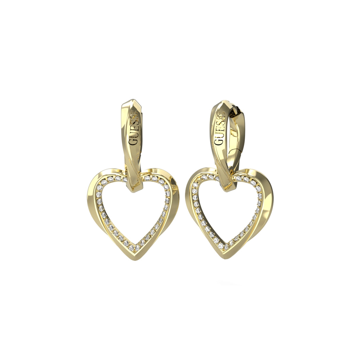 GUESS JEWELS JEWELRY Mod. JUBE04617JWYGT-U heart-shaped gold earrings with crystal accents