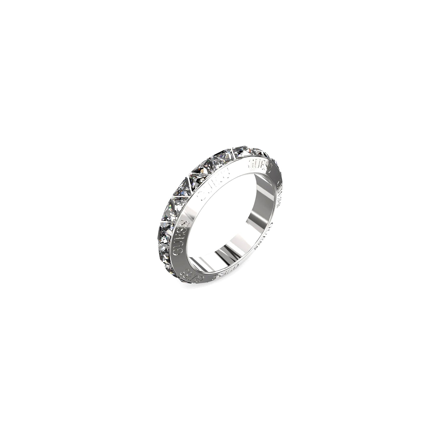 GUESS JEWELS JEWELRY Mod. JUBR04575JWRH56 ring featuring crystal accents on silver band