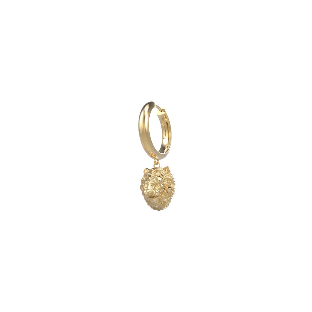 GUESS JEWELS JEWELRY Mod. JUME01304JWYGT-U gold hoop earring with lion charm.