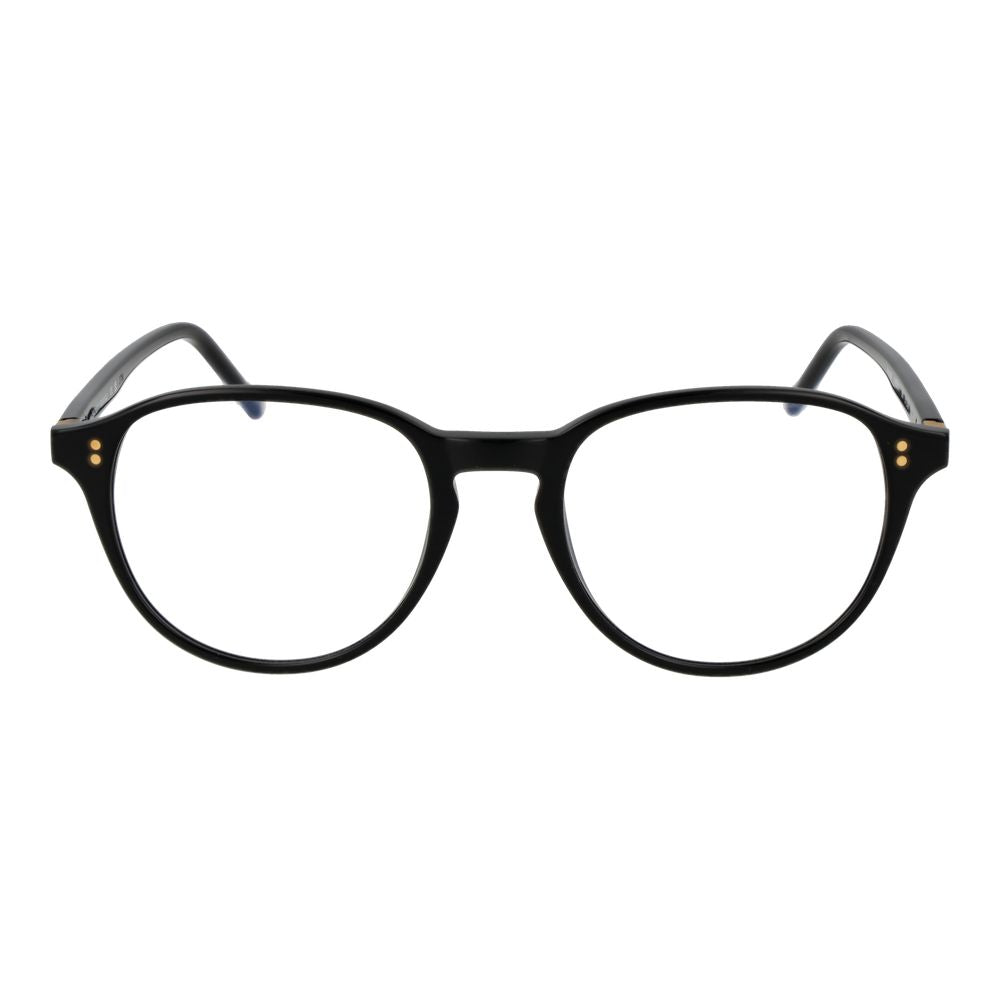 Hackett Black Acetate Glasses (Frames) with full-rim panto style and demo lenses for men.