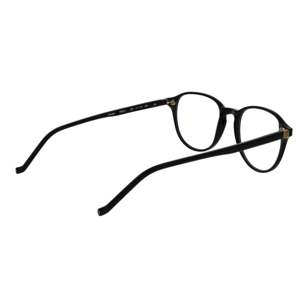 Hackett Black Acetate Glasses (Frames) with full-rim panto style for men, featuring lightweight and durable acetate material.