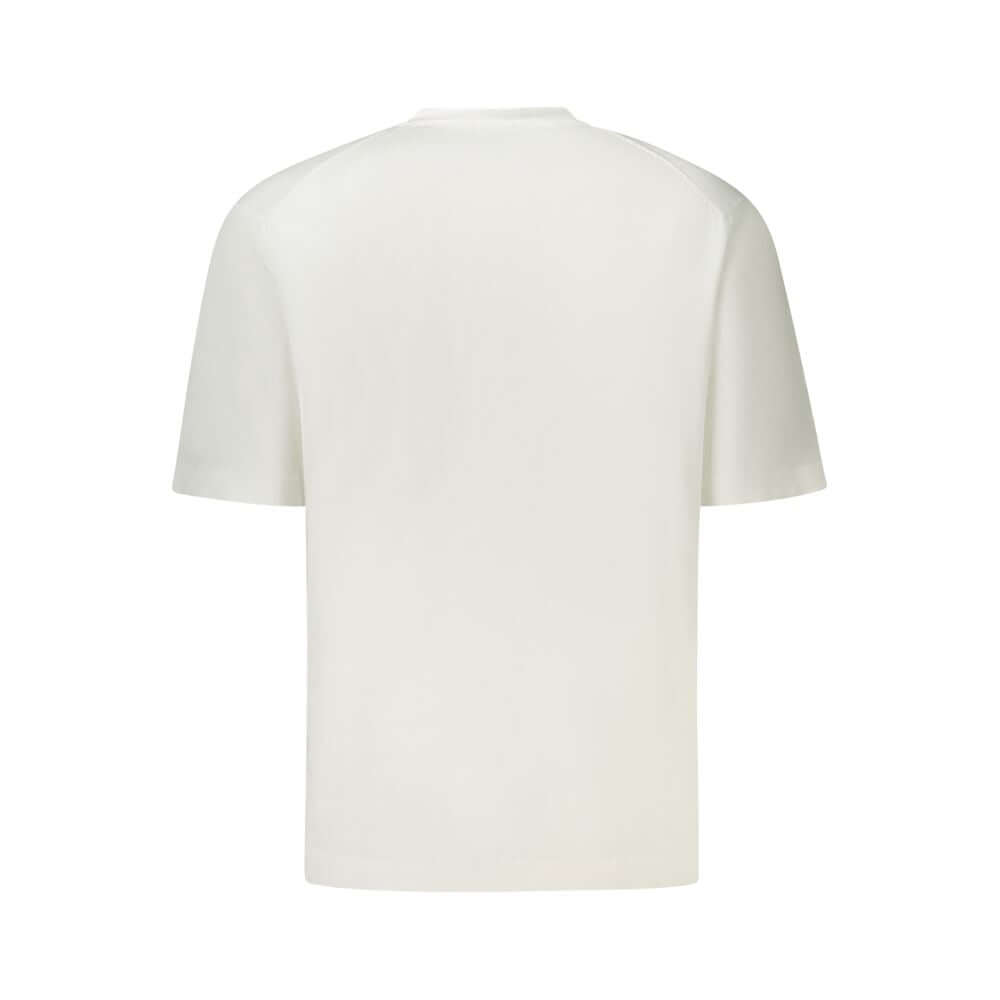 Alt Tag: Back view of K-WAY White Cotton Sweater short-sleeved, crew neck t-shirt with logo.