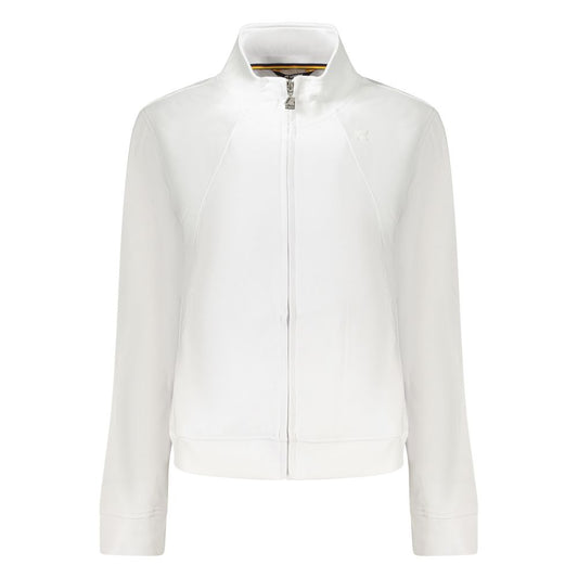 K-WAY White Cotton Women Sweater with zip fastening and twin pockets, featuring the iconic K-WAY logo for a chic and functional style.