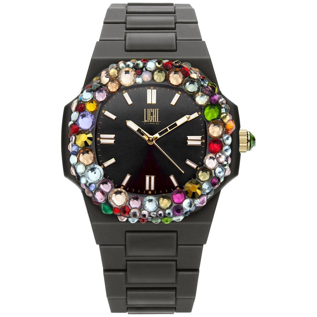 LIGHT TIME Mod. VELVET NAUTILUS - Black Rainbow Strass L512-NE-2