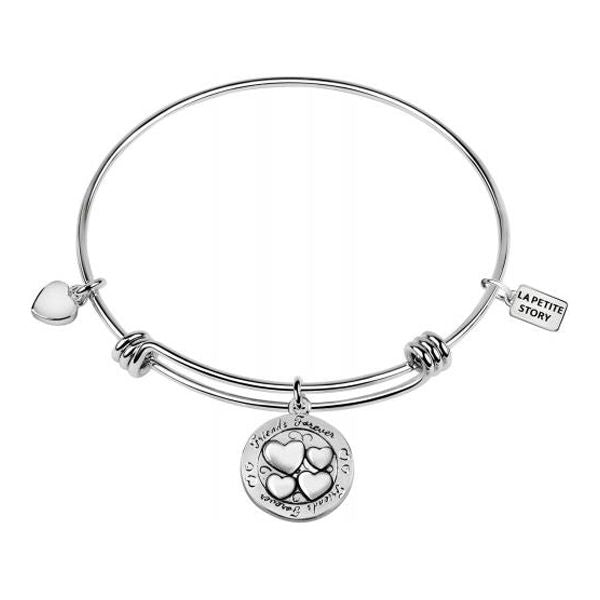 Silver bracelet LA PETITE STORY JEWELRY Mod. LPS05APZ05 with heart charms and engraved tag.