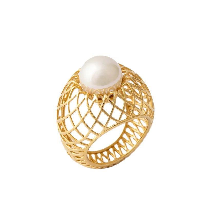 MAJORICA JEWELRY Mod. 17220.01.1.919.010.1 elegant gold ring with pearl detail