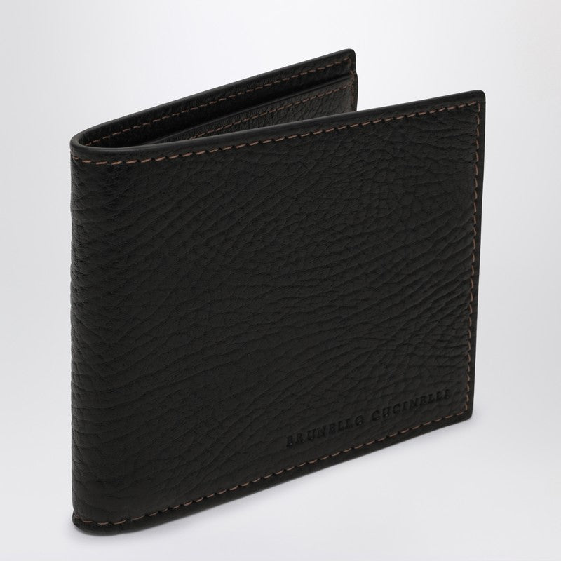 Brunello Cucinelli Black Bi-fold Cardholder in Leather LDin,Men,Men > Accessories,Men > Accessories > Small Leather Goods,Spring - Summer 2025,Yes Eu MWZIU006LE/Q_CUCIN-C101_100