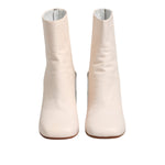 Maison Margiela White Calf Leather Can Heel Boots Shoes LA12578-40