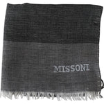 Missoni Elegant Striped Wool Scarf with Logo Embroidery Missoni Dark Slate Gray