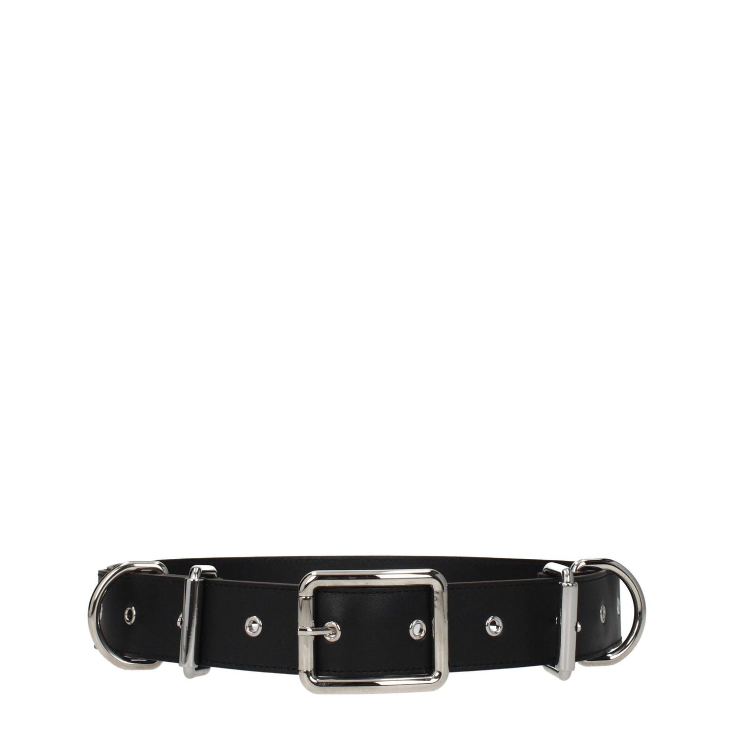 Moschino Black Leather Belts MO-8547395305737-46 CM / 18 INCHES