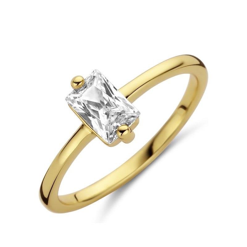 NEW BLING Mod. 9NB-0604-56 gold ring with diamond. Elegant jewelry piece showcasing a radiant cut diamond. Perfect for special occasions.