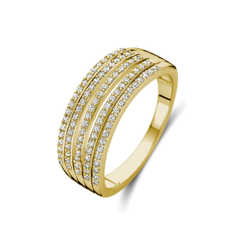 Gold diamond ring NEW BLING Mod. 9NB-1431-58 showcasing elegant design with multiple diamond rows, perfect for luxury occasions.