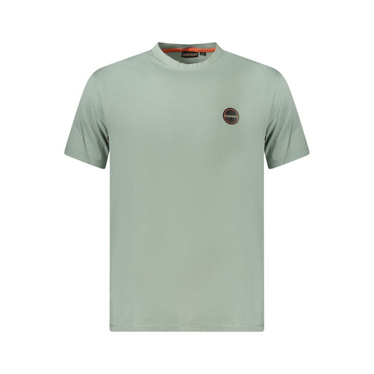 Napapijri Green Cotton Men T-Shirt with crew neck and logo on chest, 100% organic cotton, short-sleeve, sustainable fashion