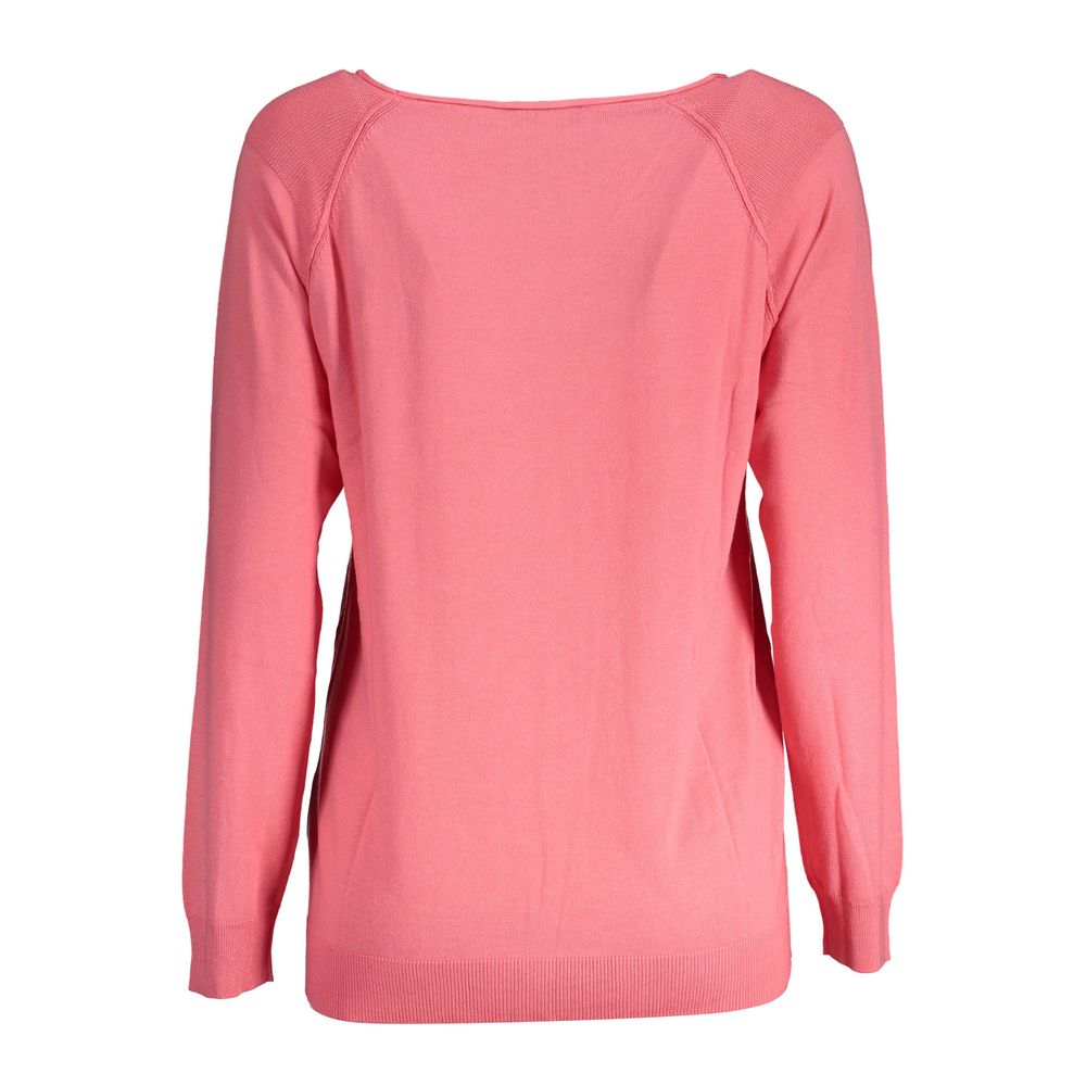 North Sails Pink Cotton Sweater, long-sleeved, crew neck with logo design, perfect for casual wear undefined