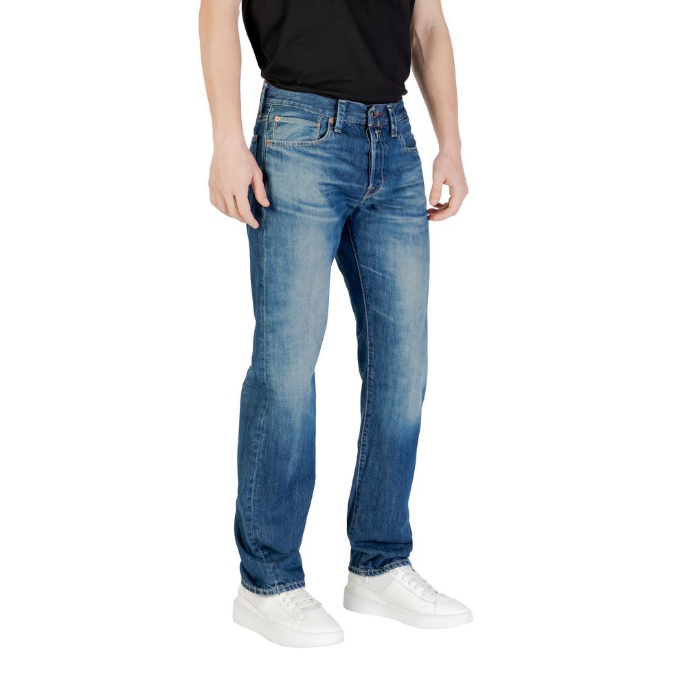 Replay Blue Cotton Relaxed Fit Jeans for men, showcasing classic design and high comfort, perfect for casual and elegant occasions.