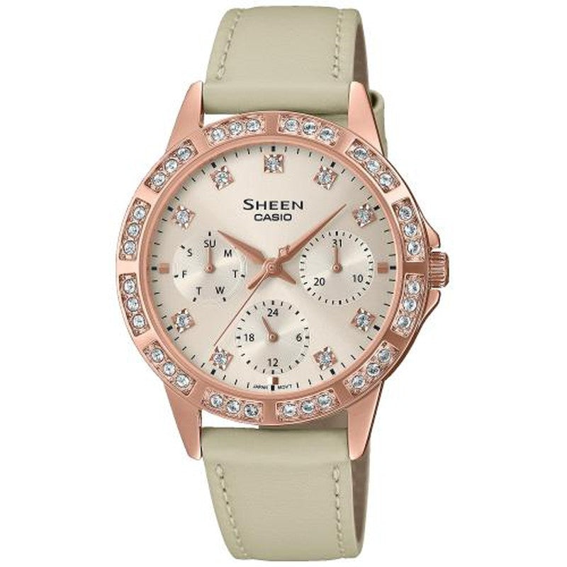 CASIO SHEEN Mod. LADY CRYSTAL LEATHER - CREAM ***SPECIAL PRICE*** SHE-3517PGL-9AUEF