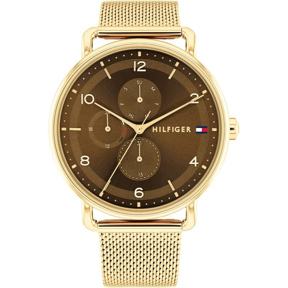 TOMMY HILFIGER Mod. 1782663 ladies' quartz analog watch with 40 mm case and gold bracelet, official packaging included.