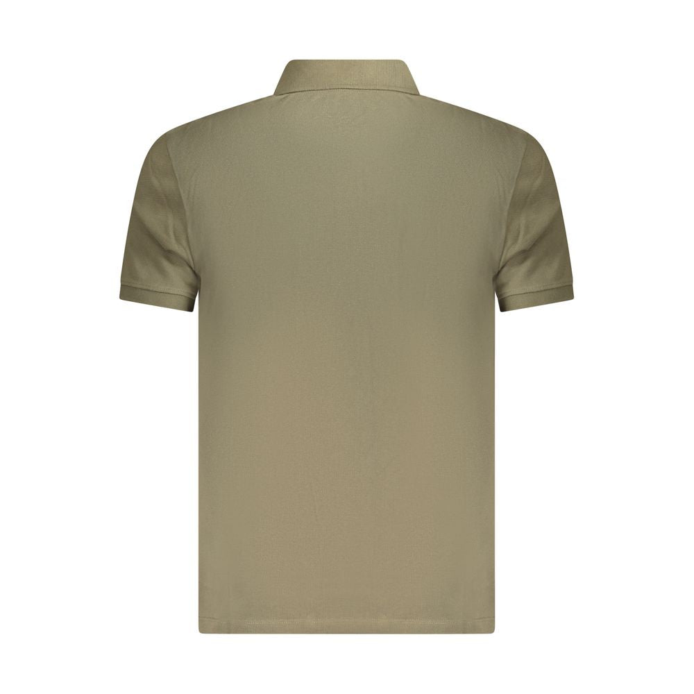 Back view of Timberland Green Cotton Polo Shirt, slim fit, short sleeves, 2 buttons, with logo embroidery.