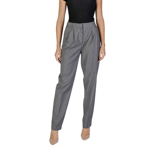 Vila Clothes Gray Polyester Pant
