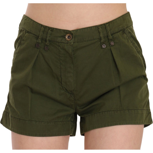 PLEIN SUD Green Mid Waist 100% Cotton Mini Shorts PAN70243-40