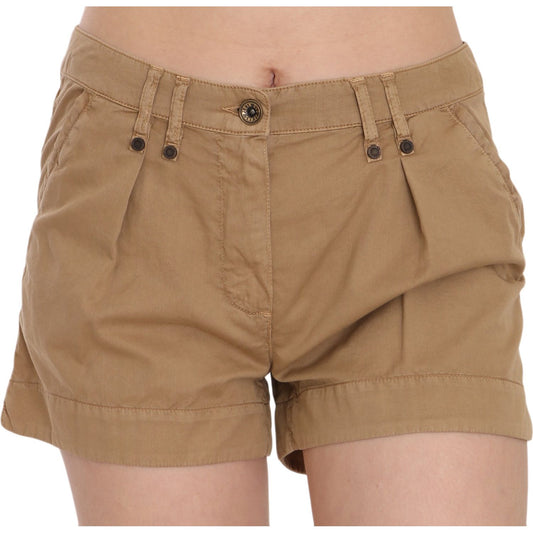 PLEIN SUD Brown Mid Waist 100% Cotton Mini Shorts PAN70244-38
