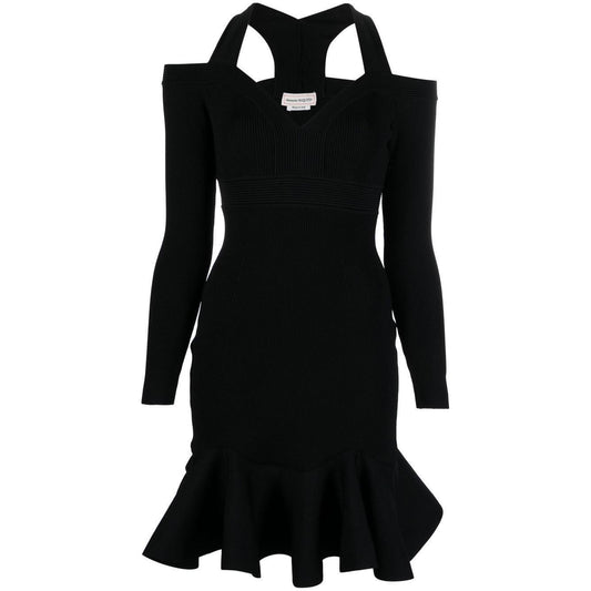 Alexander McQueen Short knitted dress with V-neck 734531Q1A5B1000