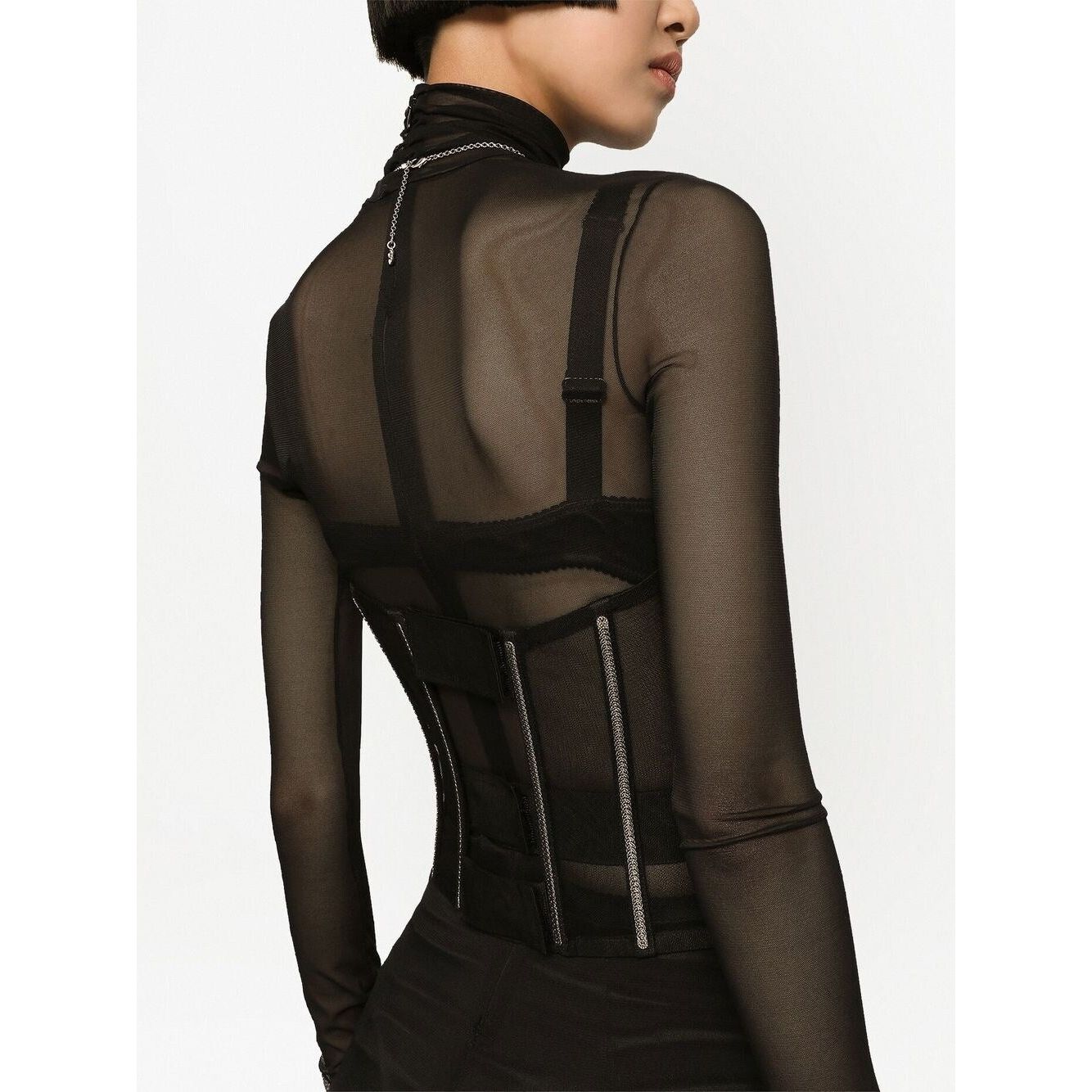 Dolce & Gabbana Tulle corset belt with boning FB368AFLMFBN0000