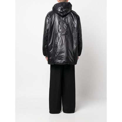 Saint Laurent Cassandre logo-embossed hooded raincoat Jackets