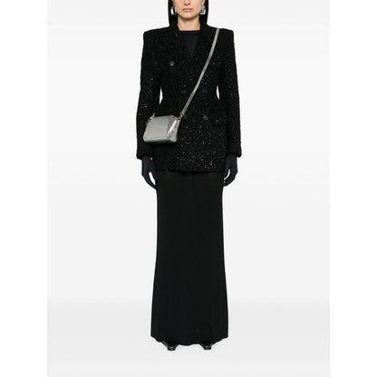Balenciaga Hourglass tweed-texture padded-shoulder wool-blend blazer Jackets