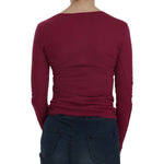 Exte Fuchsia Crystal Embellished U-Neck Blouse Exte Saddle Brown