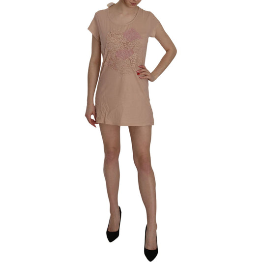PINK MEMORIES Pink Lace Short Sleeve Shift Mini Dress TSH3472-40