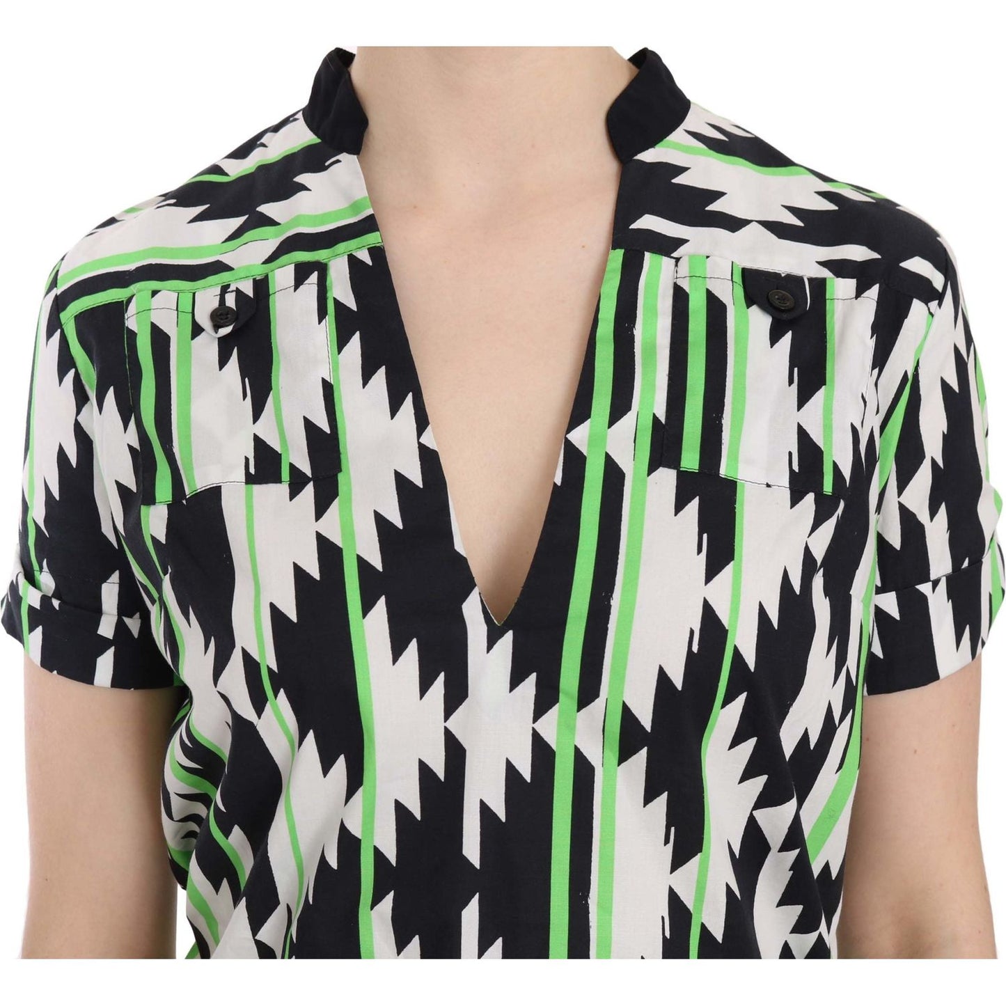 Costume National Multi Color Plunging Top Blouse TSH3668-40