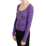 Exte Elegant Purple Crystal Embellished Long Sleeve Top Exte Dim Gray