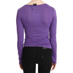 Exte Elegant Purple Crystal Embellished Long Sleeve Top Exte Dark Slate Blue
