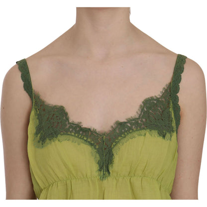 PINK MEMORIES Green Lace Spaghetti Strap Tank Top Blouse