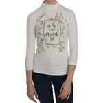 Exte Chic White Printed Turtle Neck Blouse Exte Gray