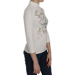 Exte Chic White Printed Turtle Neck Blouse Exte Gray