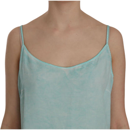 Ermanno Scervino Blue Sleeveless Spaghetti Dress Blouse