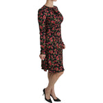 Dolce & Gabbana Black Floral Longsleeve Knee Length Dress DR2088-38