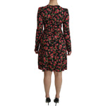 Dolce & Gabbana Black Floral Longsleeve Knee Length Dress DR2088-38