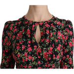 Dolce & Gabbana Black Floral Longsleeve Knee Length Dress DR2088-38