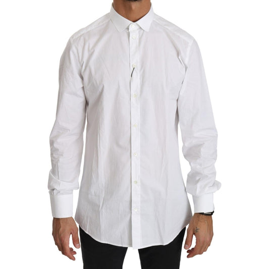 Dolce & Gabbana White Cotton Long Sleeve Top Shirt TSH4056-43