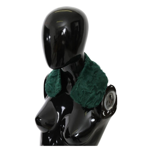 Dolce & Gabbana Green Fur Shoulder Collar Wrap Lambskin Scarf MS5581#2