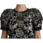 Dolce & Gabbana Black Sequined Crystal Embellished Top Blouse TSH4227-38
