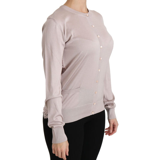 Dolce & Gabbana Silk Pink Long Sleeve Lace Top Sweater TSH4251-44