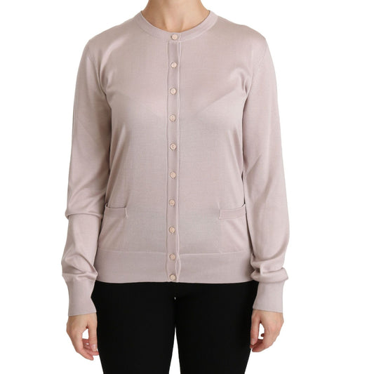 Dolce & Gabbana Silk Pink Long Sleeve Lace Top Sweater TSH4251-44