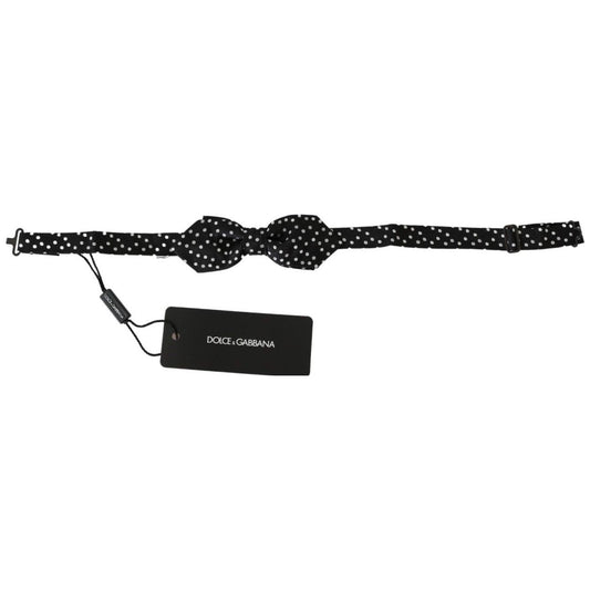 Dolce & Gabbana Black Polka Dots Mens Necktie Papillon 100% Silk Bow Tie FT3012