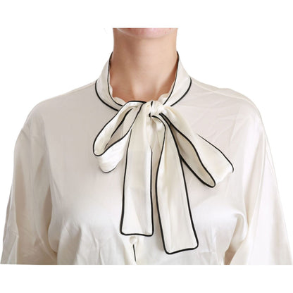 Dolce & Gabbana Beige 3/4 Sleeve Shirt Blouse Silk Top