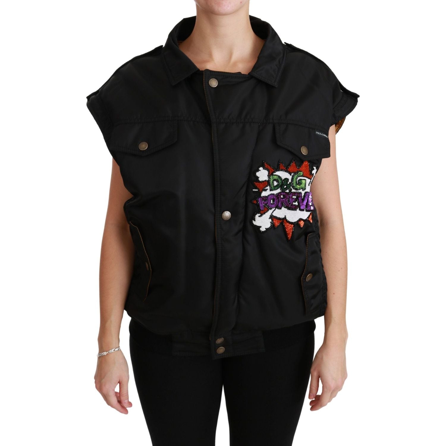 Dolce & Gabbana Black Queen Crown Sequined Bomber Jacket